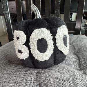 NWT Black Velvet “Boo” Pumpkin Decor